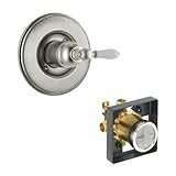 デルタDelta kvodvi-t14055-h712-ss Victorianバルブのみキットpressure-balance単一機能カートリッジwith磁器レバーハンドル、ブリリアンスステンレスブ