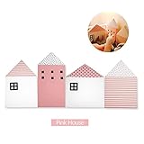 AOLVO通気性ベビーベッドバンパー、ベビーベッドレールバンパーNurseryダストからフェンスCradle安全100 %コットン家形状ベビーベッドバンパーガードのインテリア新生児幼児ギフト ピンク 