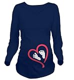 Zhhyltt 出産のtシャツ Maternity T-shirt Top Shirt Baby Feet Hands T-shirt for Womens