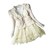leewaベビー女の子子供用コート+スプライス長袖ドレスセット カラー: ベージュ