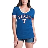 Texas RangersレディースS / S Vネックベビージャージー L ブルー
