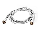 uxcell シャワーホース　1.5M 1/2 PT メスネジ　シルバートーン　柔らかい　組み製のシャワーホース