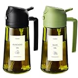 TrendPlain 470ml オイルスプレー 料理用 - 遮光・貼付けシール付き 2イン1 スプレーボトル＆ディスペンサー 油スプレー ブラック