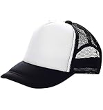 Plus Nao(プラスナオ) 帽子 キャップ メッシュキャップ CAP 野球帽 無地 シンプル 子供 キッズ ジュニア 男の子 男児 女の子 女児 日焼け防 53-56cm ブラック×ホワイト