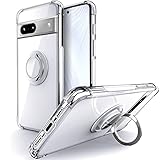 Rockaway Pixel 7a ケース リング付き クリア すり傷防止 滑り止め スタンド機能 軽量 薄型 耐衝撃 耐久 スマホケース ピクセル7a カバー - クリア
