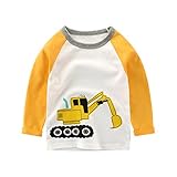 Tovadoo 子供服 男の子 トップス 長袖 パワーショベル柄 イエロー 可愛い 誕生日 子供の日 通学 旅行 1.5-6歳