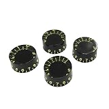 YJB PARTS スピードノブ インチミリ兼用 4pcs/set 日本製 (エンボス文字/ブラック(Vintage Tint))