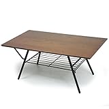 タンスのゲン アイアンテーブル 鉄脚 棚付き 折り畳み 木製 西海岸 ダークブラウン 11719193 WN