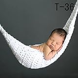 ハンドメイド 撮影写真 0-8ヶ月 ベビー 幼児 網状に編む ハンモック ホワイト 0-8ヶ月に合う 【1点】
