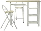 ラック付きカウンターテーブル&amp;チェア2脚セット 120cm幅 テーブル チェアー 3点セット (ホワイト)