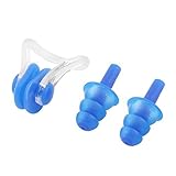 DealMuxシリコーン大人ウォーターダイビングスイミング耳栓ノーズクリップは1ブルーに3を設定します