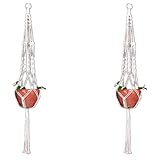 Fvstar 2pcs 40 inch Macrame Plant Hanger Outdoor Hanging Planter Flower Pot Basket Rope with 4-Leg a