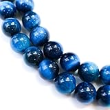 【天然石】マリンブルータイガーアイ ブレスレット用 ビーズ 一連8mm【約46粒入り】パワーストーン 手芸 ハンドメイド アクセサリー パーツ きらきらぷんぷん丸 NS-066