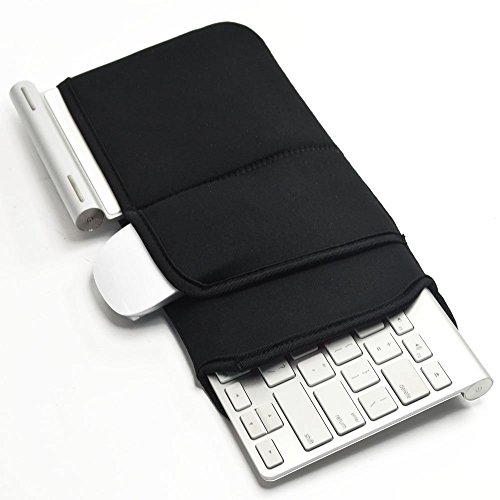 【 Ambertech 】 Bluetooth ワイヤレスキーボードケース 防塵防衝撃カバー 持ち運びに便利 汎用型 アップル　Appleワイヤレス Bluetooth キーボードMC184LL/B , MC184D/A , MC184D/B / Logicool Easy-Switch K810 / K811 ほぼ全機種対応可能　12インチ　ワイヤレス　キーボード　マウス収納可能　2色　(黑)