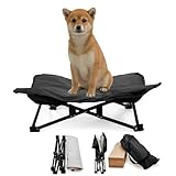 LuckyCode ドッグコット ペットコット 犬用コット ペットベッド 犬用ベッド 折りたたみ 洗える ベッド 軽量 コンパクト 通気性 ペット用品 犬用キャンプベッド アウトドア キャンプ コット 犬 猫 ペット (ブラック, 90x90x25cm)