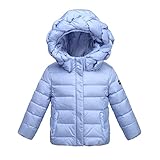 Lisa Pulster キッズ 女の子 可愛いコート コットン 厚い服 綿 防寒 冷え取り　冬物 ダウンジャケット ダウンコート 上着 防風 高品質 子供 冬 (ブルー, 90)