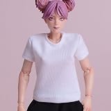 1/12 戦闘服、カーゴパンツ、 1/12スケール 1/12スケールフィギュア用服です。1/12 フィギュア 機娘 機甲少女 美少女 可動 アクション フィギュア用 兵士 マシンガール半袖Tシャツ、可愛いシンプルなTシャツ (ヘッド、素体は含まりません) 白い