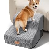 Masthome 犬 階段 犬スロープ階段 ドッグステップ 犬用ステップ 2段 7色 高さ30cm ペット用 ステップ 階段 滑り止め 安定がいい 取り外し可能式 洗えるカバー 頑丈で丈夫 耐久 怪我防止 介護用ペットステップ 小型犬 室内犬 高齢犬 ブラウン グレー ブラック ホワイト ブルー マスタードイエロー アイスランドブルー