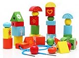The美しい子供のビーズ付き！ビーズ装飾デザイン。カラフルな建物ブロック。子供木製教育トイ。qcz-01