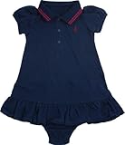 Anna Nicola(アンナニコラ) ベビー用半袖ポロワンピースブルマ付 (70-80cm, ネイビー)