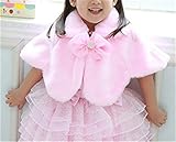 Candykids 子供ケープ 子供 ドレス ポンチョ ボレロ 白 ホワイト リボン 子供ケープ 子供ドレス ポンチョ ボレロ 白 ホワイト ピンク (130cm, ピンク)