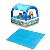 FIELDOOR 屋根付き ビニールプール ベビー 家庭用プール 140cm×140cm ＆ 折りたたみプールマットセット