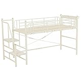 階段ロフトベッド シングルサイズ ロータイプ 二口コンセント/宮付き KH-3377M アイボリー