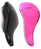 Raywood ヘアブラシ ヘアケアブラシ 絡まない 濡れた髪 子供 髪 頭皮マッサージ ダメージ軽減 2本セット (ブラック&ピンク)