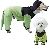 JoyFusion 犬 レインコート 全身を水から防ぐ機能があり、取り外し可能なしっぽカバー、帽子付き 耐久性のある材料を使用し、長持ちし、丈夫で、着脱が簡単です。散歩や梅雨の季節に適しており、完全な Waterproof で高耐久性を持つペット用雨具です 四脚を完全に覆うリードと透明な帽子の縁が特徴です 中型犬 大型犬 小型(グリーン XL（6-8KG）)