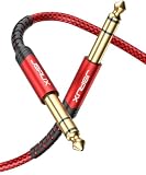 JSAUX オーディオケーブル 1/4インチケーブル 3M ギターケーブル 10FT インストルメントケーブル 6.35mm（1/4）TRS to 6.35mm（1/4）TRS ステレオオーディオケーブル オス-オス エレキギター ベース マンドリン用 ストレートツーストレート (赤)