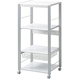 エムケー精工 レンジ台 4段 ロータイプ ホワイト 幅57 奥行45 オープンラック フローリエ 新型