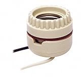 Leviton 8101 Medium Base, Two-Piece, Keyless, Incandescent, Unglazed Porcelain Lampholder, Ring-Type