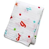 Lulujo Baby Muslin Cotton Swaddling Blanket, Alphabet, 47 x 47 by lulujo Baby