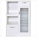 レンジ台 食器棚 ルミナス キッチン収納 幅80cm キッチンワゴン レンジ台付き食器棚 キッチン収納 (幅80cm)