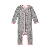100 %メリノウール/竹Romper Playsuitパジャマ – ピンク/グレー( 3 m-24 ) カラー: ピンク