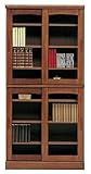 書棚 本棚 完成品 幅85cm 引き戸 木製 国産品 日本製 (ブラウン)