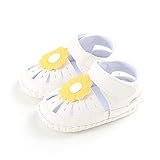 PUERI ベビーサンダル ベビーシューズ　赤ちゃん靴 柔らかい靴底　お花　女の子　出産祝い　ギフト　夏（0-18ヶ月） (L, ホワイト＆イエロー)