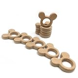 Kissteether 10個入り オーガニックブナ木製ミッキーマウスナチュラル手作り木製Teether赤ちゃんギフトDIY木製パーソナライズペンダント環境に優しい安全な赤ちゃんTeetherおもちゃ