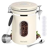 FACIACC 1800ML 密閉 コーヒー豆 ステンレス密閉タンク 保存容器缶 ステンレス コーヒー豆密封缶 食品保存容器 茶筒 防湿保存缶 大容量 コーヒー密閉容器 計量スプーン付き 日付表示ダイヤル おしゃれ 茶の葉、砂糖、お菓子、香料に適用 キッチン用品 丸型 鮮度保持 酸化防止（アップグレードホワイト）