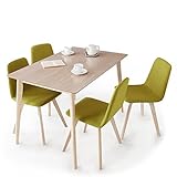 ダイニング5点セット ダイニングセット 天然木 コンパクトサイズ ファブリック 4人掛け 幅120cm グリーン