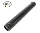 3 / 4 " x 8 "ブラックパイプ可鍛性ガススチール乳首継手 – ブラック仕上げ – 10パック