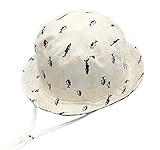 LeafIn ベビー 帽子 キッズ ハット チェック柄 両面使用 紐付き 日よけ 紫外線対策 UVcut帽子 男女兼用 子供用 綿クロッシェ サファリハット チューリップハット (頭囲：48cm, ベ