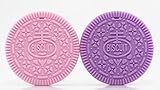 Cookie Biscuit Teething Toys BPA Free FDA Approved Purple & Pale Pink (Set of 2) A Safe Unique Baby 