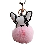 LovelyふわふわボールフレンチブルドッグキーチェーンPompomキーリングキュートホルダーバッグチャーム – 1 #