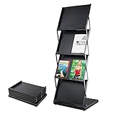 マガジンラック パンフレットスタンド 展示スタンドシェルフ折りたたみパンフレットディスプレイスタンド折りたたみマガジンフロアポータブル文学リーフレットホルダー展示会展示 (色 : ブラック, サイズ : 38.8x135x52cm)