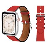 [Valorex] アップルウォッチ バンド ベルト 革 おしゃれ レディース メンズ イタリア製レザー 38mm 40mm 41mm/42mm 44mm 45mm 49mm 全機種対応 (レッド, 38/40/41/42mm Mサイズ)