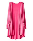 Plus Nao(プラスナオ) ロングカーディガン 長袖 トッパーカーディガン 薄手 夏 シンプル 無地 レディース トップス 紫外線対策 冷房対策 ゆ - ローズ