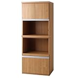 タンスのゲン 食器棚 高さ150cm 国産完成品 幅60cm 収納 2口コンセント スライド棚 レンジ台 KOGARASAN ナチュラル 24900016 NA