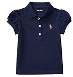 POLO RALPH LAUREN (ポロラルフローレン) パフスリーブ コットン ポロシャツ ベビー 女の子 ネイビー 90cm (24ヶ月) [並行輸入品]