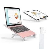 ノートパソコンスタンド 折りたたみ式パソコン用ホルダー ラップトップスタンド ノートMiiKARE タブレットPCスタンド 11∼17.3インチ用 iPad Pro Mac ノートNEC LAVIE DELL Inspiron Macbook Air HP マウスコンピューター Surface Pro MacBook Pro ASUS Lenovoに対応 放熱 角度調整可能 肩こり 猫背 腰痛対策 持ち運び便利 収納便利 (ホワイト)